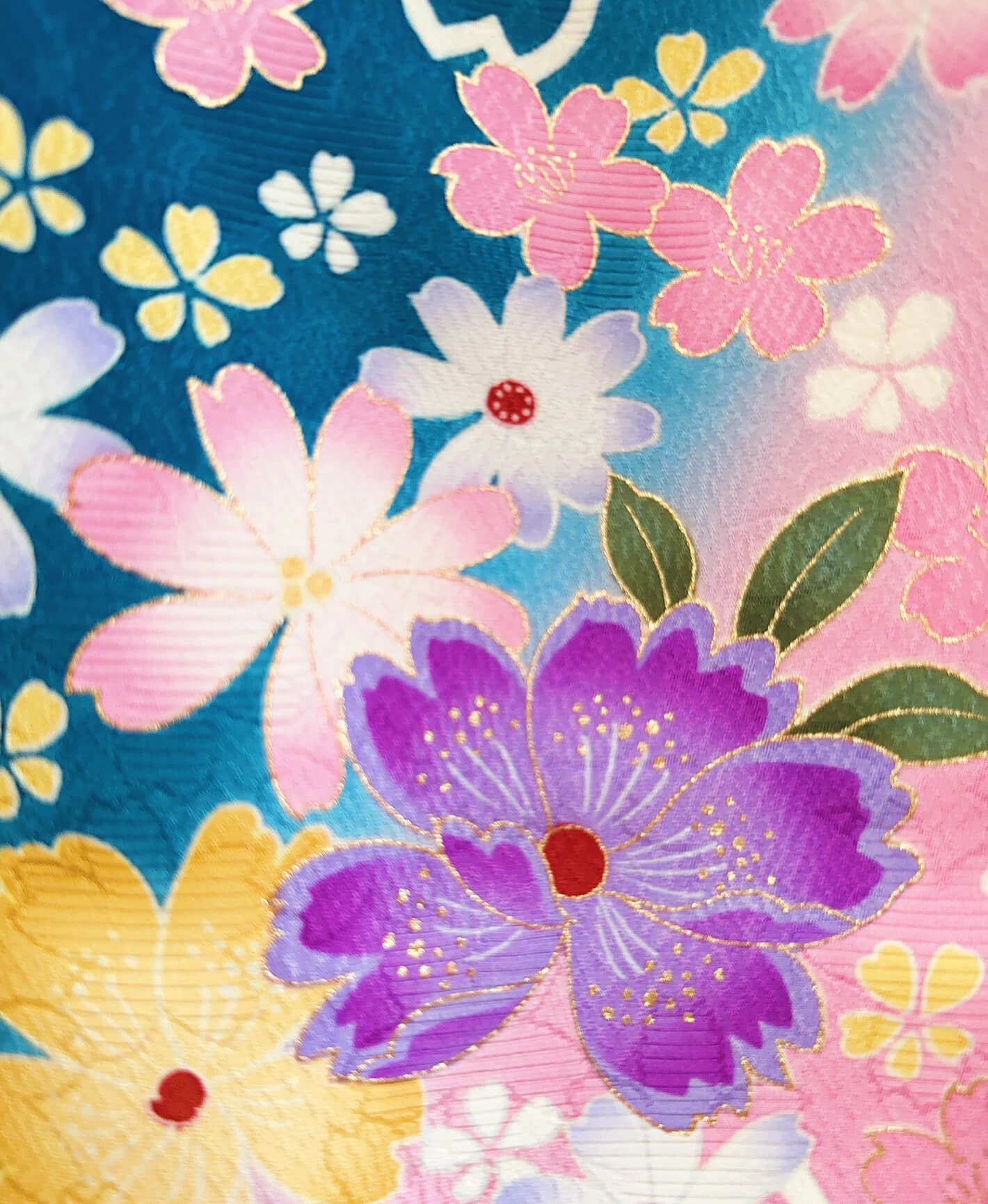 花浅葱 青系 手描き 暈し染め 百花爛漫 振袖 - 画像 8