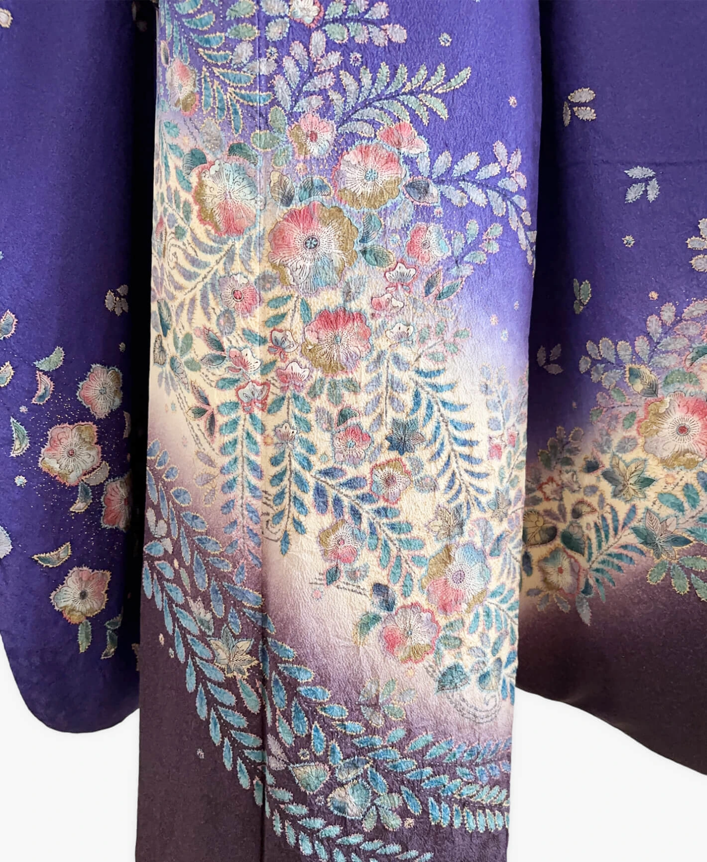 菖蒲色 紫系 暈し染め 金彩 手描き 絞り 辻が花 振袖レンタル - 画像 5