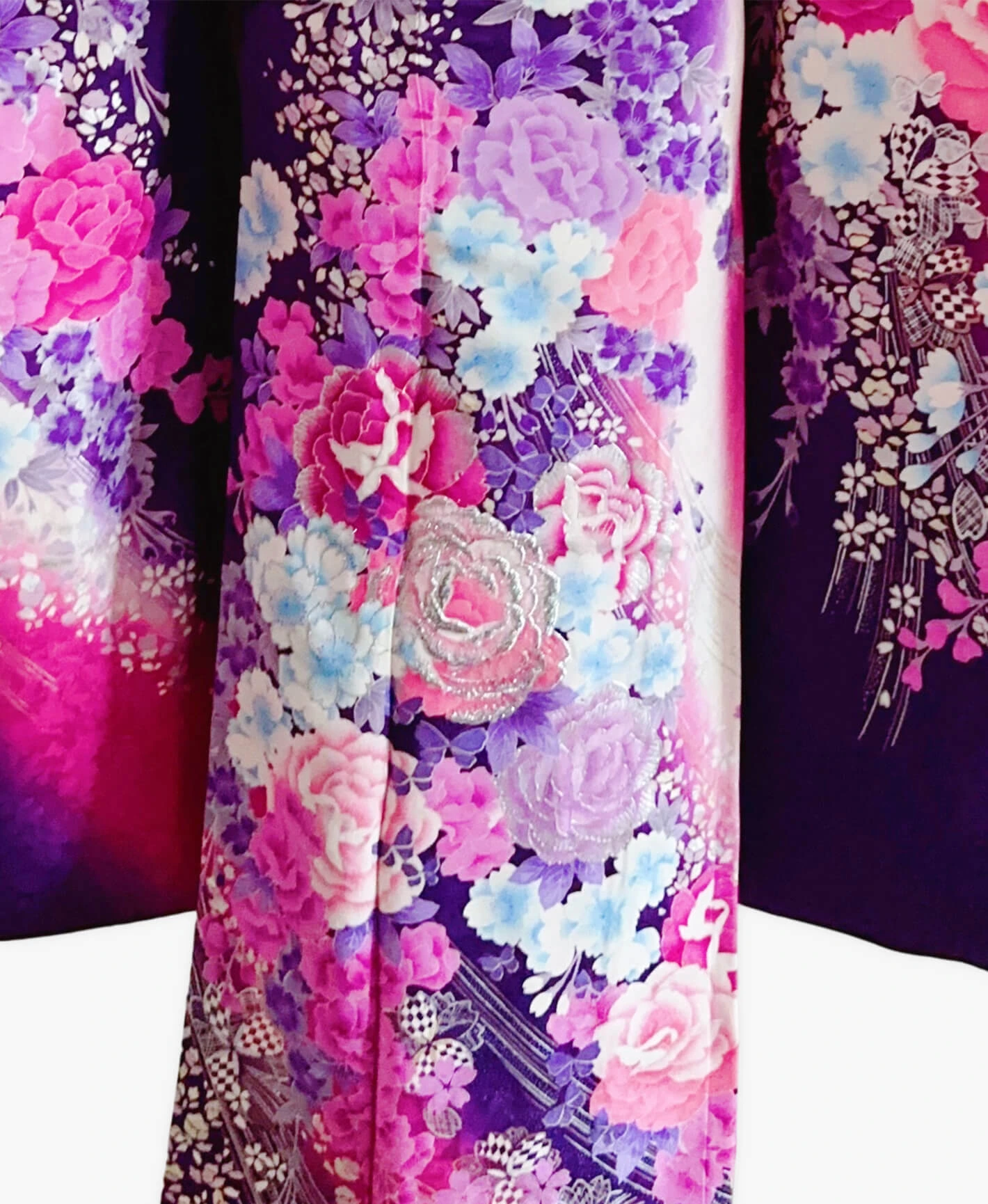 葡萄色 紫系 暈し染め 銀彩 百花繚亂 振袖レンタル - 画像 5
