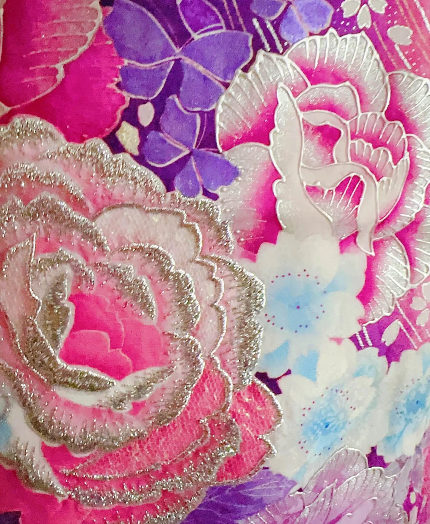 葡萄色 紫系 暈し染め 銀彩 百花繚亂 振袖レンタル - 画像 6