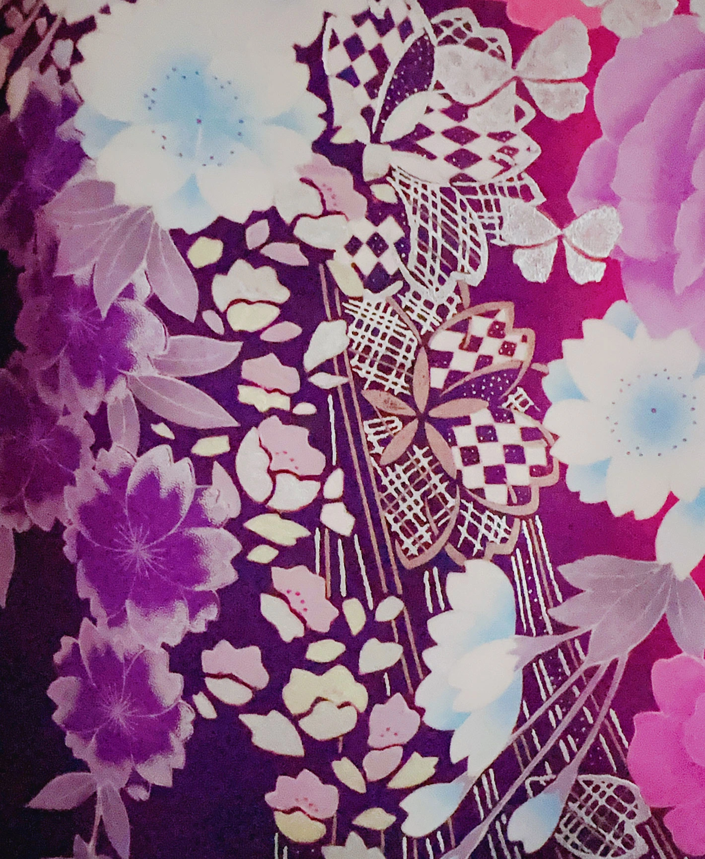 葡萄色 紫系 暈し染め 銀彩 百花繚亂 振袖レンタル - 画像 8