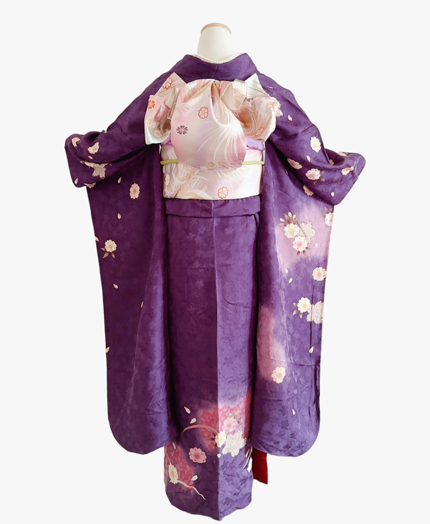 菖蒲色 紫系 暈し染め 金彩 桜 芝草 振袖レンタル