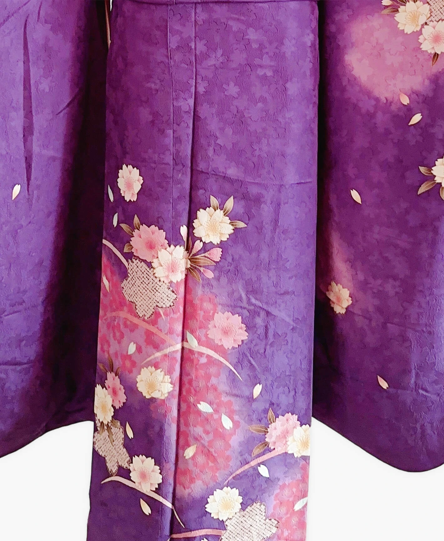 菖蒲色 紫系 暈し染め 金彩 桜 芝草 振袖レンタル - 画像 5