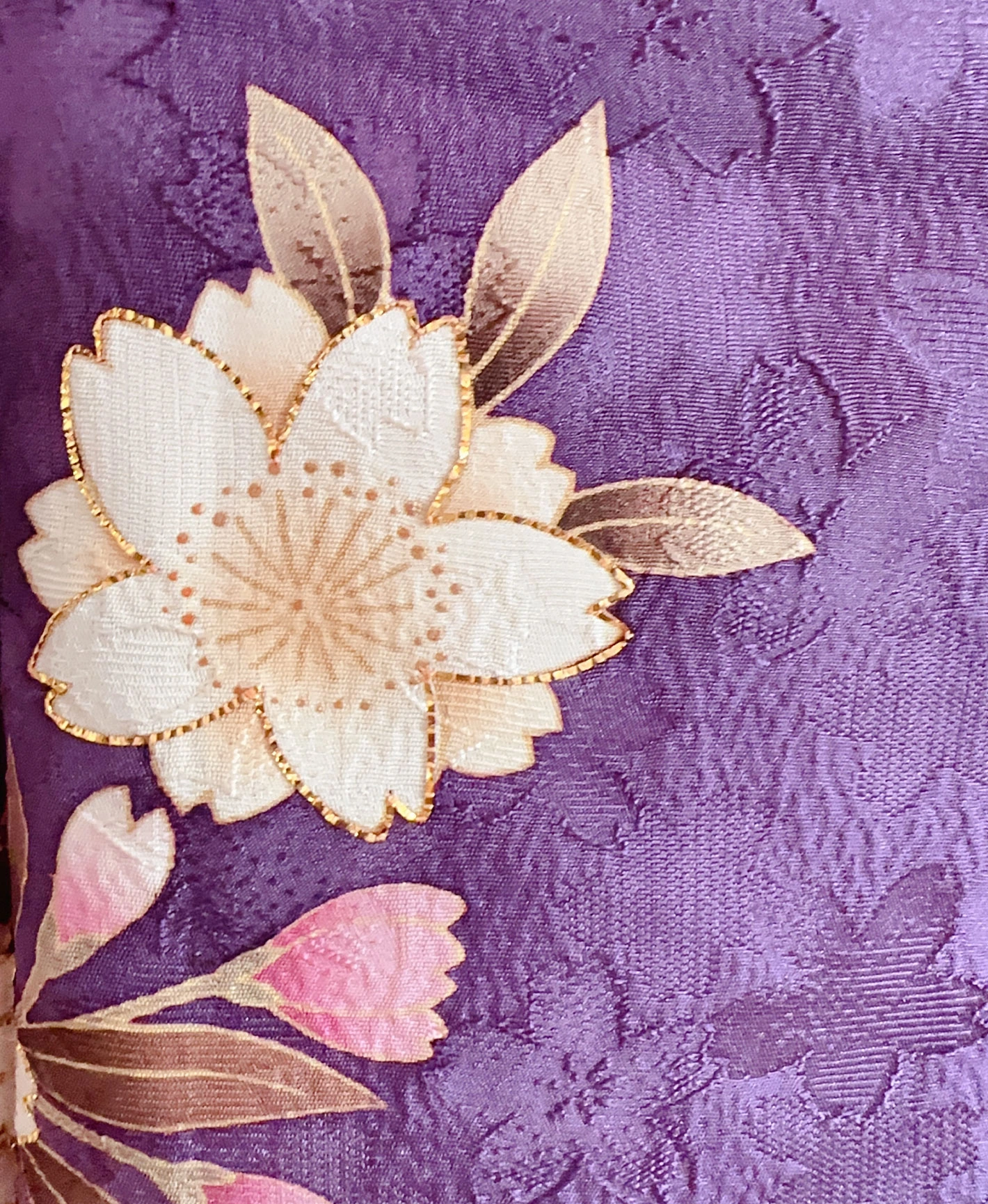 菖蒲色 紫系 暈し染め 金彩 桜 芝草 振袖レンタル - 画像 9