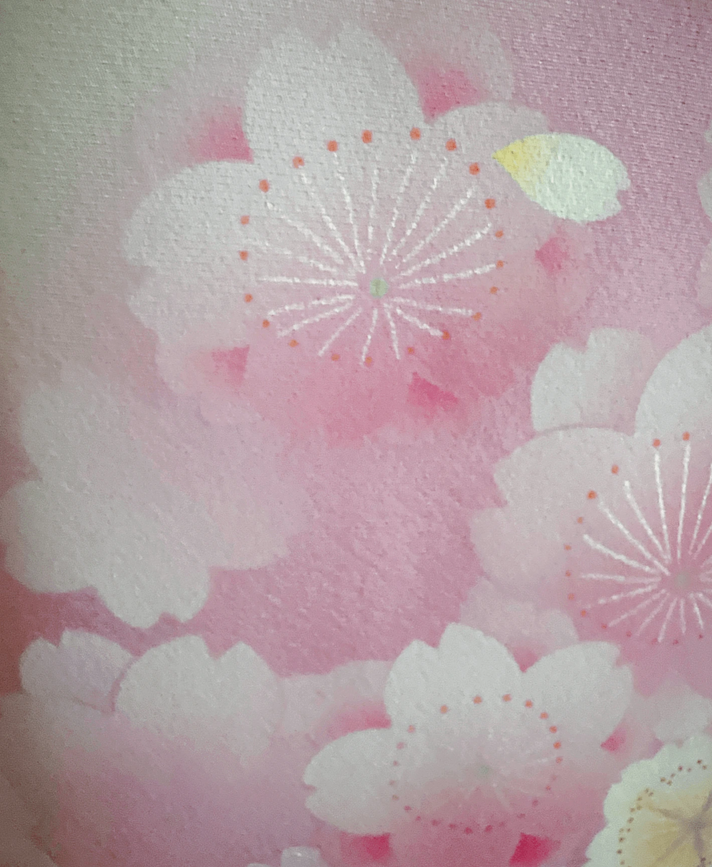 生成り色 白系 暈し染め 手描き 桜吹雪 振袖レンタル - 画像 6