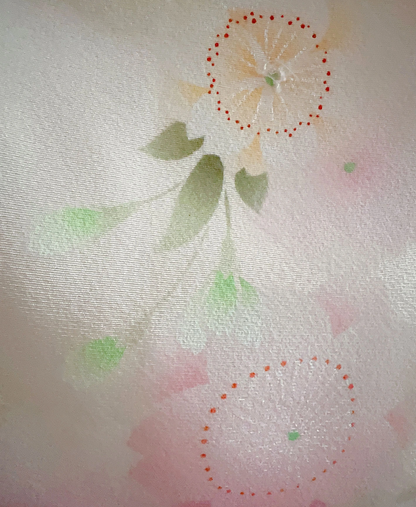 生成り色 白系 暈し染め 手描き 桜吹雪 振袖レンタル - 画像 7