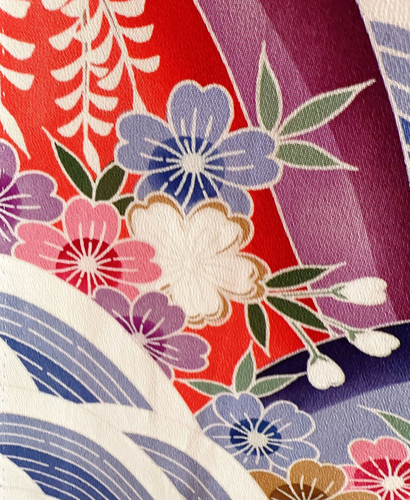 紫水晶 灰系 紅型 手描き 垂枝れ桜 花鳥 風景 振袖レンタル - 画像 8