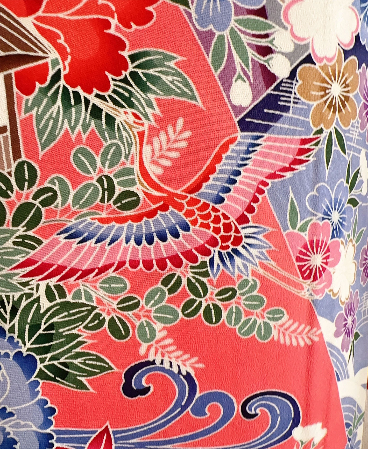 紫水晶 灰系 紅型 手描き 垂枝れ桜 花鳥 風景 振袖レンタル - 画像 9